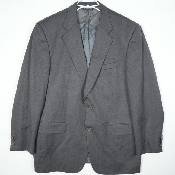 Brooks Brothers Blazer Men's Sz 42R Super 110s Worsted Wool Jacket Dark Charcoal - Picture 2 of 12